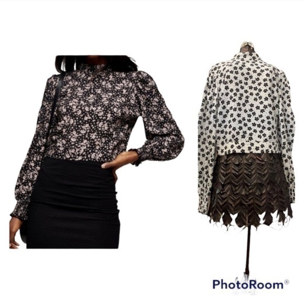 ASOS Miss Selfridge Floral Puff Sleeve
Crop Blouse